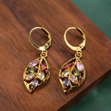 Bunte Vintage Goldfarbenes Blatt Ohrringe