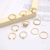 10-Teiliges Böhmisches Ringset In Silberfarben Und Goldfarben
