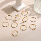 10-Teiliges Böhmisches Ringset In Silberfarben Und Goldfarben