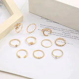 10-Teiliges Böhmisches Ringset In Silberfarben Und Goldfarben
