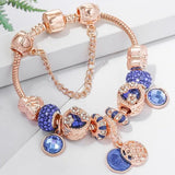 Armband in Rosa Silberfarben mit Blauem Kristall
