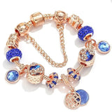 Armband in Rosa Silberfarben mit Blauem Kristall