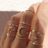 10-Teiliges Böhmisches Ringset In Silberfarben Und Goldfarben