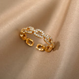 Vergoldeter Kettenlink Kristall Ring