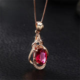 Elegante Rote und Goldfarbene Kristall Halskette
