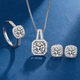Exklusives Weißgold Aria Quadrat Strahlendes Schmuckset