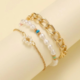 Set aus Gänseblümchen Perlenarmbändern