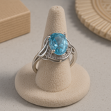 Silberring Mit Blauem Kristall
