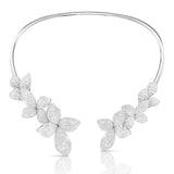 Elegante Blumen Kristall Halskette