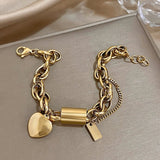 Zeitloses Goldfarbenes Herz Armband, Massiv