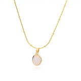 Schicke Goldfarbene Edelstahl Halskette mit Wassertropf Opal Anhänger