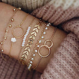 Charmantes Goldfarben Boho Armband Set