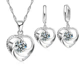 Sterlingsilber Herz Halskette und Ohrringe