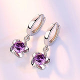 Sterlingsilber Ohrringe mit Lila und Weissen Zirkonia