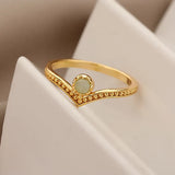 Eleganter Goldfarbener Wassertropf Opal Kronenring