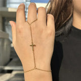 Goldfarbenes Kreuz Handarmband