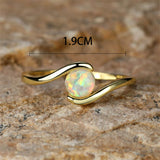 Zeitloser Rundes Regenbogen Weisser Feueropal Ring