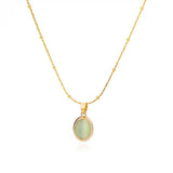 Schicke Goldfarbene Edelstahl Halskette mit Wassertropf Opal Anhänger
