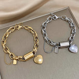 Zeitloses Goldfarbenes Herz Armband, Massiv