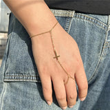 Goldfarbenes Kreuz Handarmband