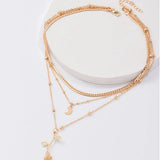 Elegantes Goldfarbenes Rosen Anhänger Ketten Set