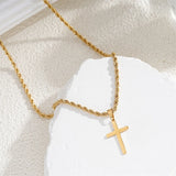 Unisex Goldfarbene Kreuz Halskette