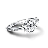 Vintage Sterling Silberfarben Rosenblütenring