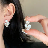 Silberfarben 18K Goldfarben Blumen Stecker Ohrringe