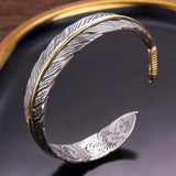 Vintage Feder Manschettenarmband Verstellbar