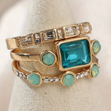 Klassisches Vintage Kristall Ring Set
