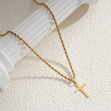 Unisex Goldfarbene Kreuz Halskette