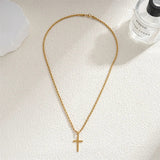 Unisex Goldfarbene Kreuz Halskette