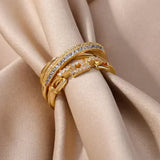 Goldfarbener Kettenlink Kristall Ring