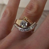 Antik inspirierter Unregelmässiger Goldfarben und Silberfarben Zirkonia Ring