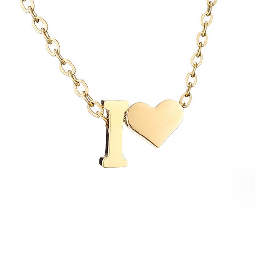 Zeitlose Initialen Halskette mit Herz Charm