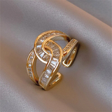 Goldfarbener Geflochtener Kristall Statement Ring