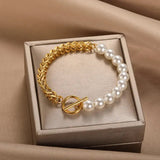 Elegantes Goldfarbenes Perlenarmband