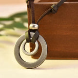 Versilberte Leder Halskette im Vintage Stil