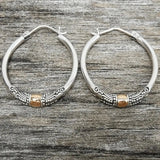 Vintage Silberfarben Hoops mit Gravurmuster