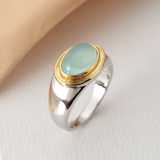 Zeitloser Grüner Mondstein Ring