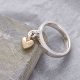 Vintage Hängendes Herz Silberfarben Ring