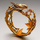 Vintage Goldfarbener Kolibri Ring