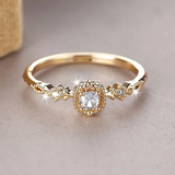 Vintage Kristall Heller Goldfarbener Ring