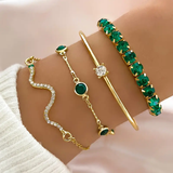 Vintage Grün Zirkonia Armband Set