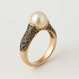 Vintage Perlenverzierter Goldring