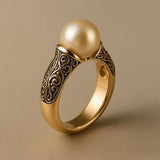 Vintage Perlenverzierter Goldring
