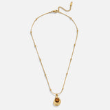 Elegante Goldfarben Halskette mit Tigerauge Stein
