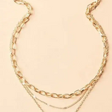 Klassische Goldfarbene Lagen Halskette mit Anhänger Design